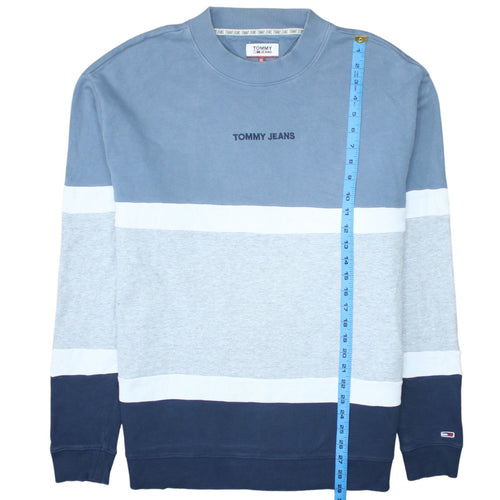 Tommy Jeans Mens Blue Colour Block Crew Neck Sweatshirt XL
