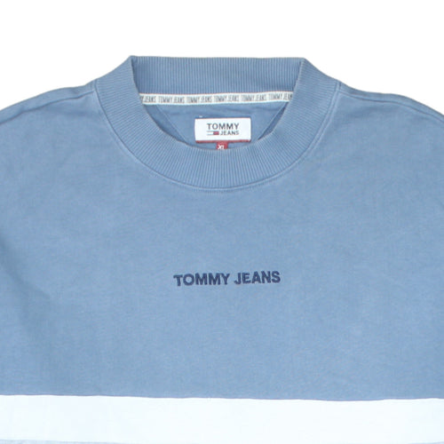 Tommy Jeans Mens Blue Colour Block Crew Neck Sweatshirt XL