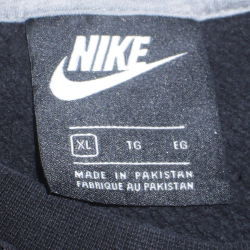 Nike Men's Black XL Pullover Crew Neck Sweatshirt Logo Cotton Blend