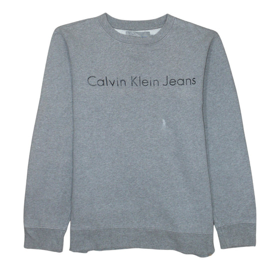 Calvin Klein Jeans Men's Grey Small Pullover Sweatshirt Logo Cotton