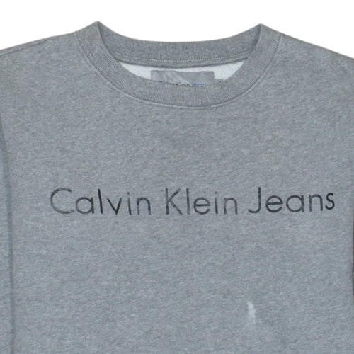 Calvin Klein Jeans Men's Grey Small Pullover Sweatshirt Logo Cotton