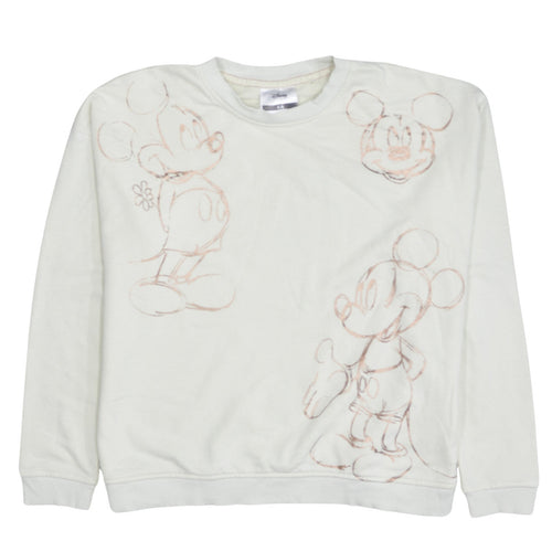 Disney C&A Women White XS Pullover Sweatshirt Mickey Mouse Print
