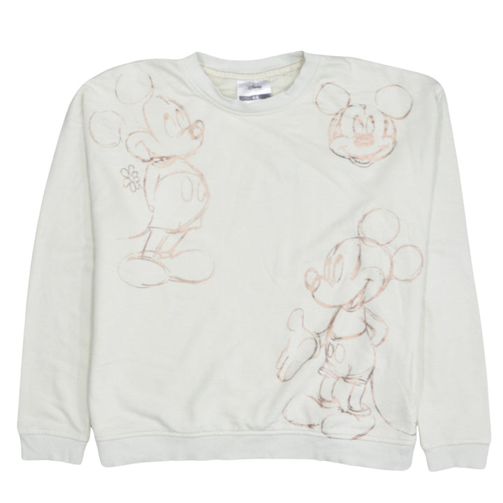 Disney C&A Women White XS Pullover Sweatshirt Mickey Mouse Print