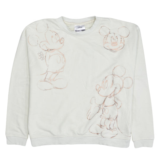 Disney C&A Women White XS Pullover Sweatshirt Mickey Mouse Print