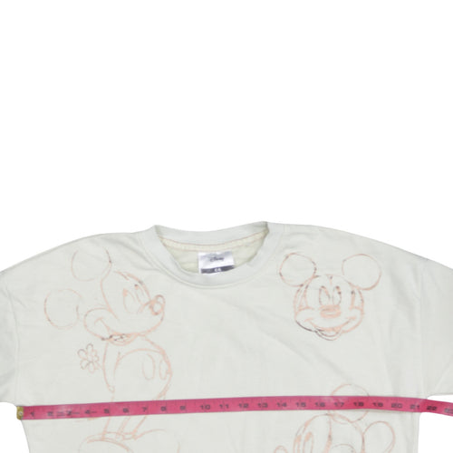 Disney C&A Women White XS Pullover Sweatshirt Mickey Mouse Print