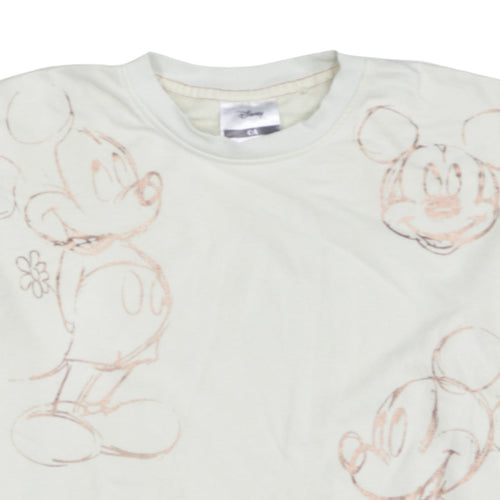 Disney C&A Women White XS Pullover Sweatshirt Mickey Mouse Print