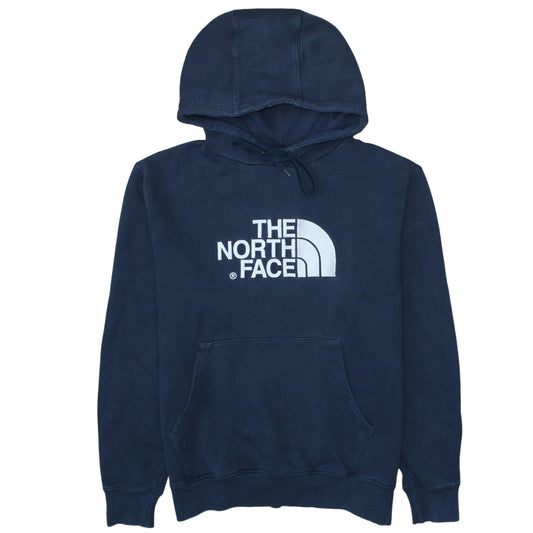 The North Face Men's Blue Pullover Hoodie L Logo Fleece Cotton