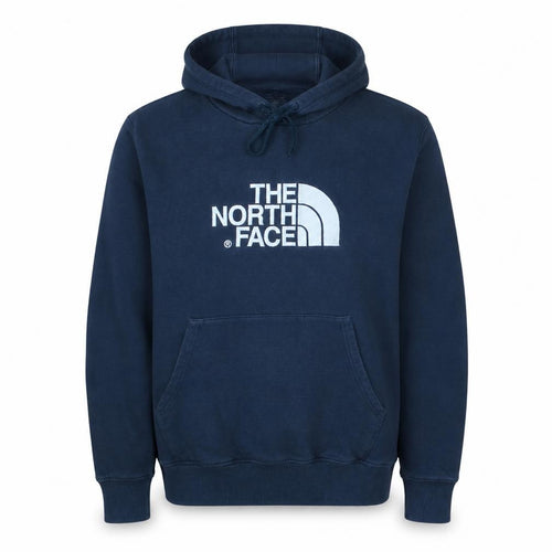 The North Face Men's Blue Pullover Hoodie L Logo Fleece Cotton