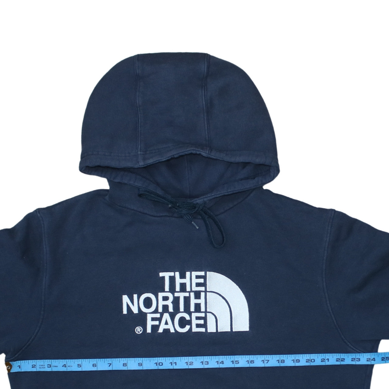 The North Face Men's Blue Pullover Hoodie L Logo Fleece Cotton