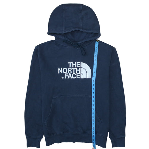 The North Face Men's Blue Pullover Hoodie L Logo Fleece Cotton