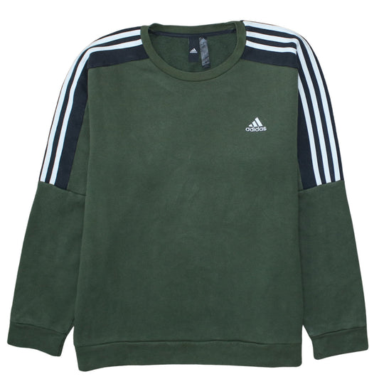 Adidas Men's Green Crew Neck Pullover Sweatshirt L Regular Fit