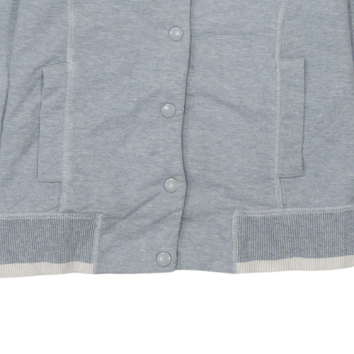 Puma Womens Grey Hoodie Size 14 Snap Button Hooded Sweatshirt