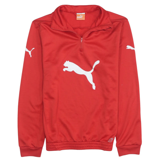 Puma Men's Red XS 1/4 Zip Logo Sweatshirt Top
