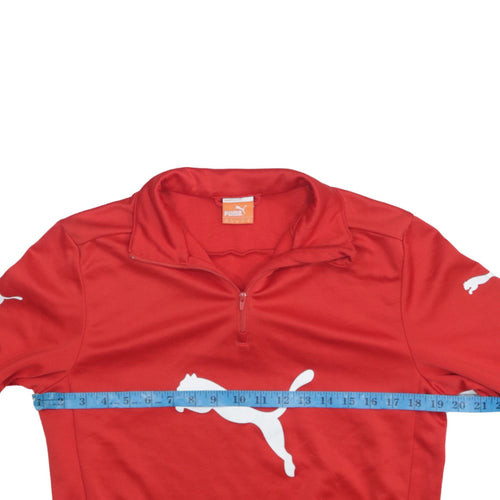 Puma Men's Red XS 1/4 Zip Logo Sweatshirt Top