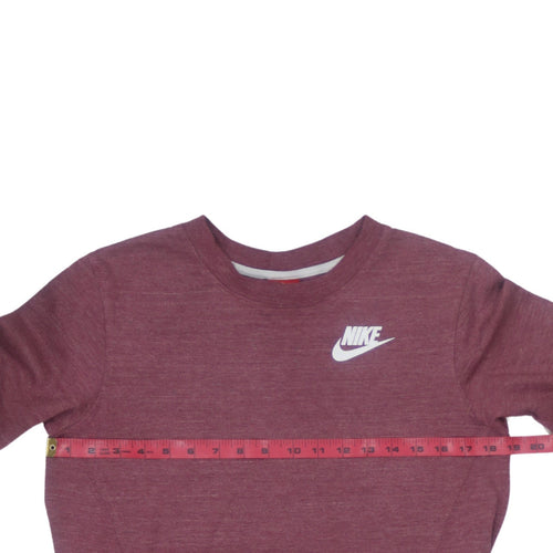Nike Womens Burgundy Crew Neck Pullover Sweatshirt Size S