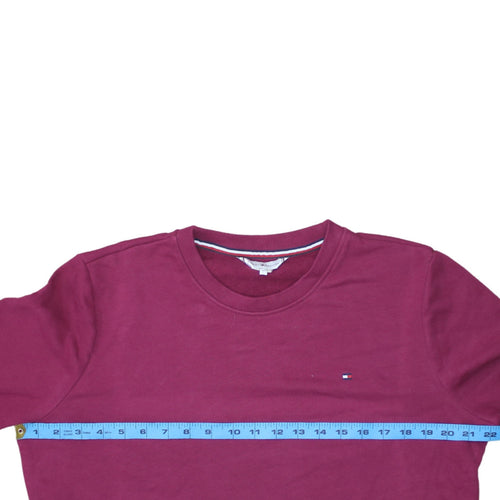Tommy Hilfiger Womens Burgundy Cotton Sweatshirt M Relaxed Fit