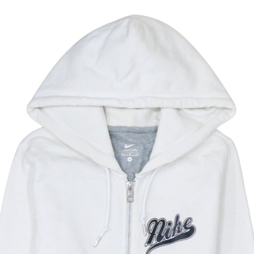 Nike Women's White Full Zip Hoodie Size M Cotton Logo Casual