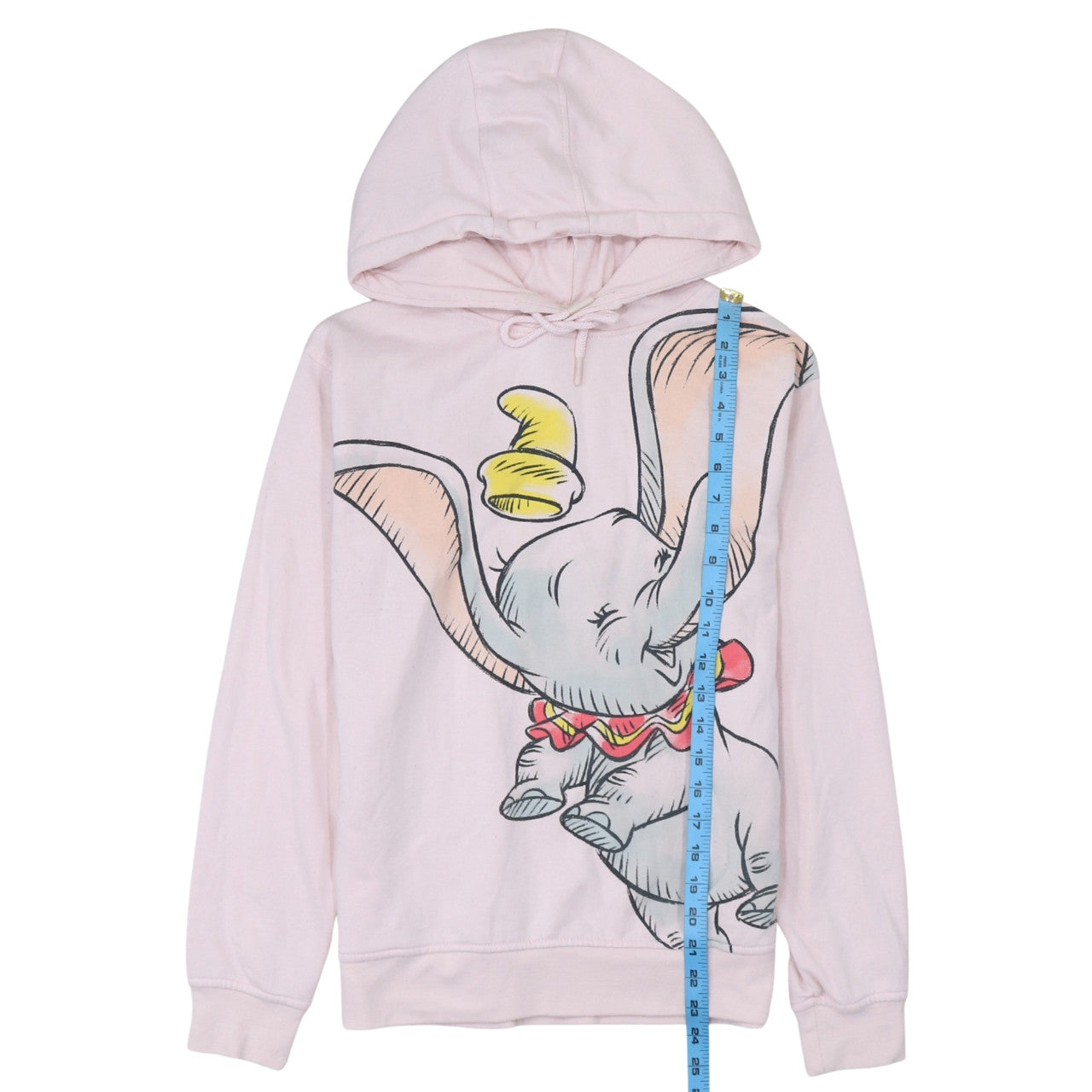 Disney Dumbo Pink Pullover Hoodie Women 2XS Cotton Graphic Sweatshirt