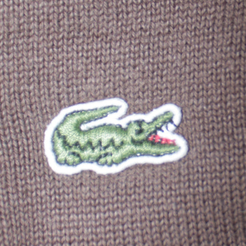 Lacoste Men Brown Cotton V-Neck Jumper Size XL