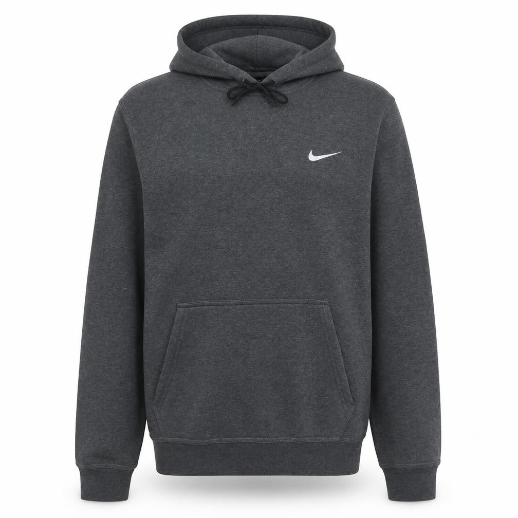 Front view of Nike Men's Grey Pullover Hoodie, size M, Fleece Sportswear