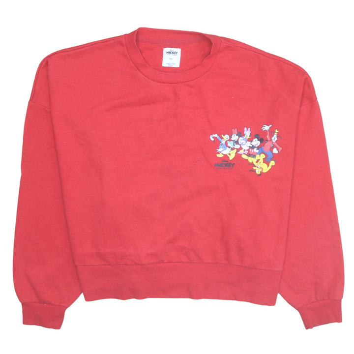 Disney Mickey & Friends Red Sweatshirt Women L Pullover Crew Neck