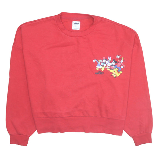 Disney Mickey & Friends Red Sweatshirt Women L Pullover Crew Neck