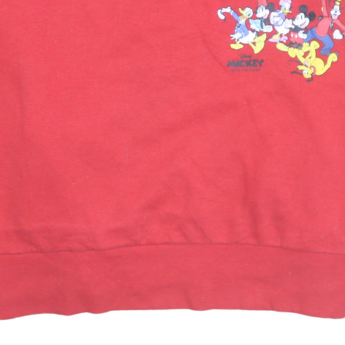 Disney Mickey & Friends Red Sweatshirt Women L Pullover Crew Neck