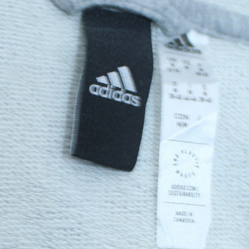 Adidas Womens Grey Full Zip Hoodie Size M with 3-Stripes Design