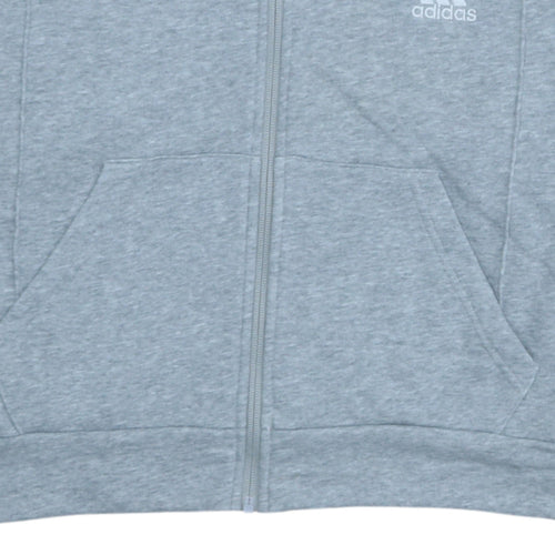 Adidas Womens Grey Full Zip Hoodie Size M with 3-Stripes Design