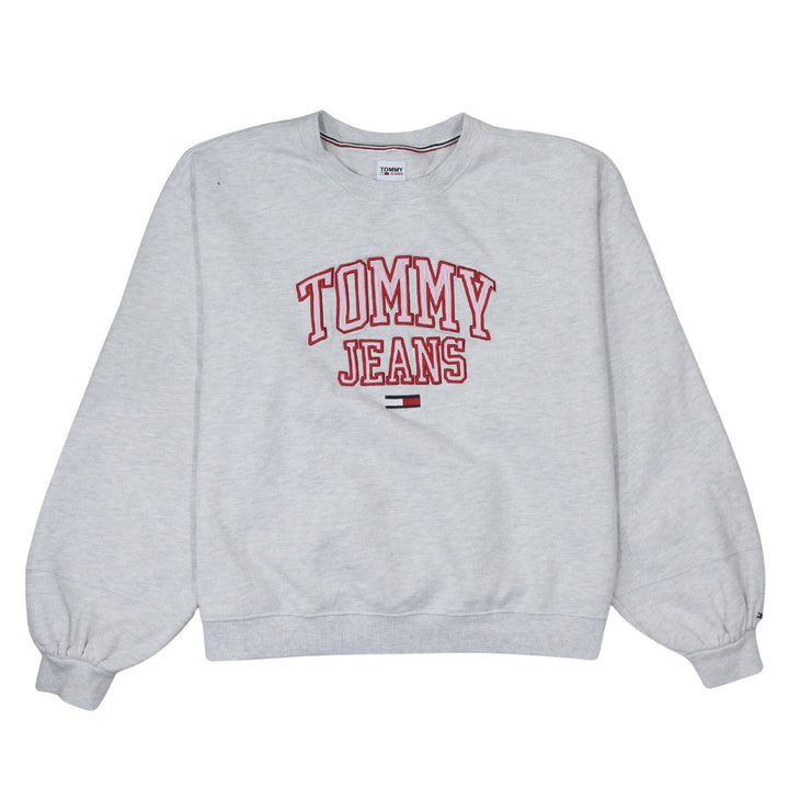 Tommy Jeans Womens Grey 2XL Pullover Sweatshirt Embroidered Logo