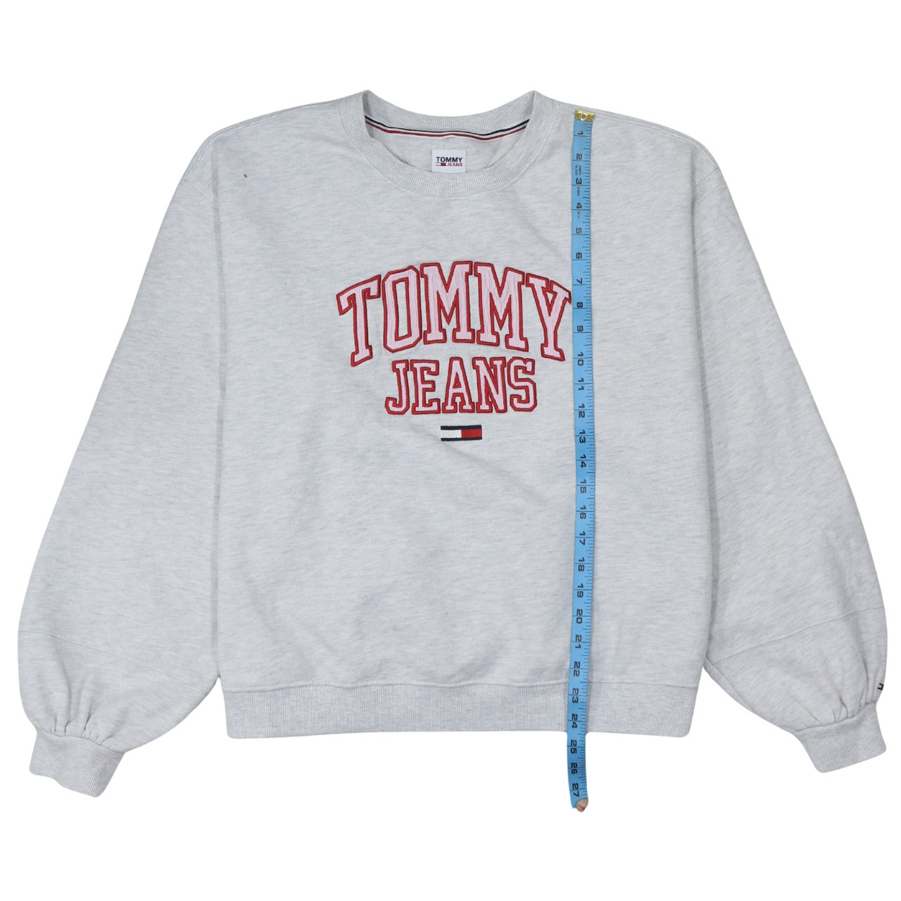 Tommy Jeans Womens Grey 2XL Pullover Sweatshirt Embroidered Logo