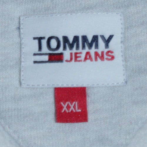 Tommy Jeans Womens Grey 2XL Pullover Sweatshirt Embroidered Logo