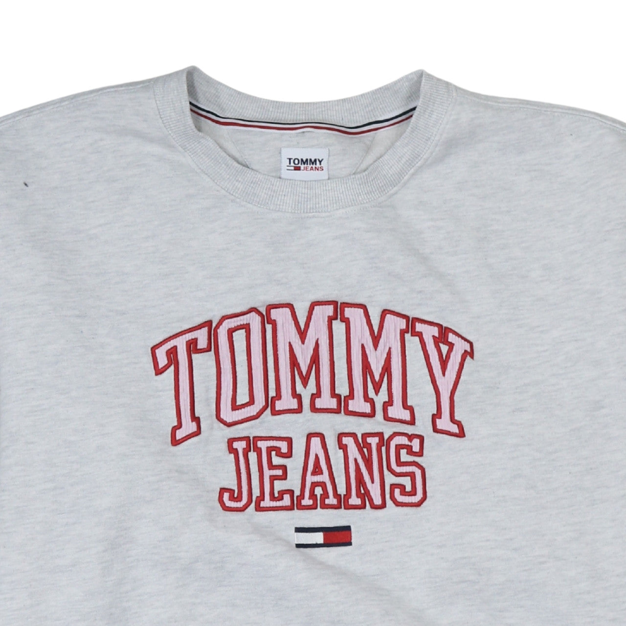 Tommy Jeans Womens Grey 2XL Pullover Sweatshirt Embroidered Logo