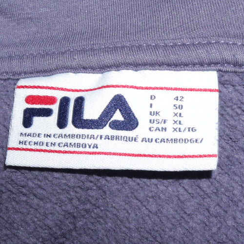 FILA Men's Blue Pullover Hoodie XL Regular Fit Fleece Sweatshirt