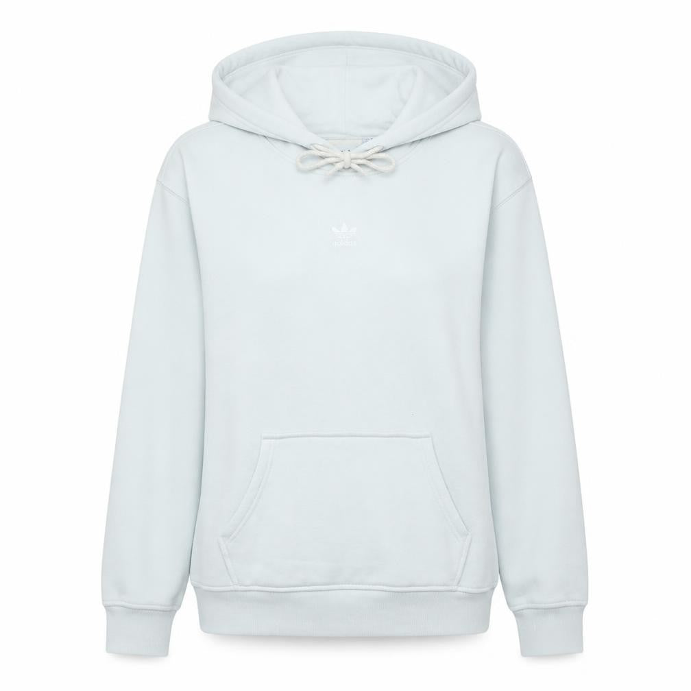 Front view of Adidas Women White Hoodie, size 8, Pullover Cotton Blend