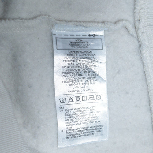 Adidas Women White Hoodie Size 8 Pullover Cotton Blend