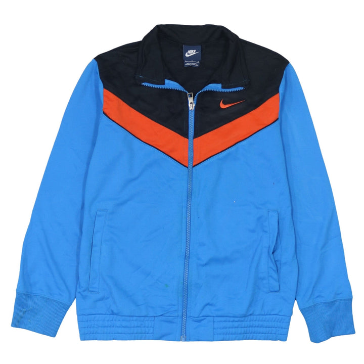 Nike Boys Blue Black Orange Full Zip Sweatshirt L Logo Colourblock