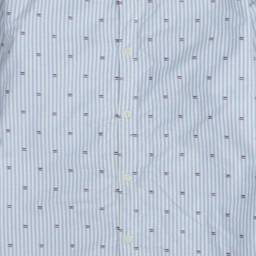 Hilfiger Denim Men's Blue Striped Button-Down Cotton Shirt Size L