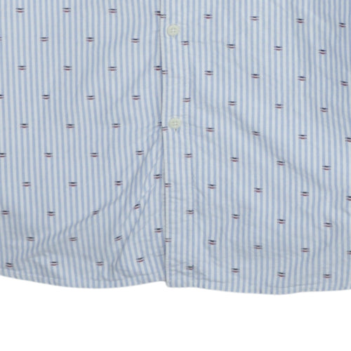 Hilfiger Denim Men's Blue Striped Button-Down Cotton Shirt Size L