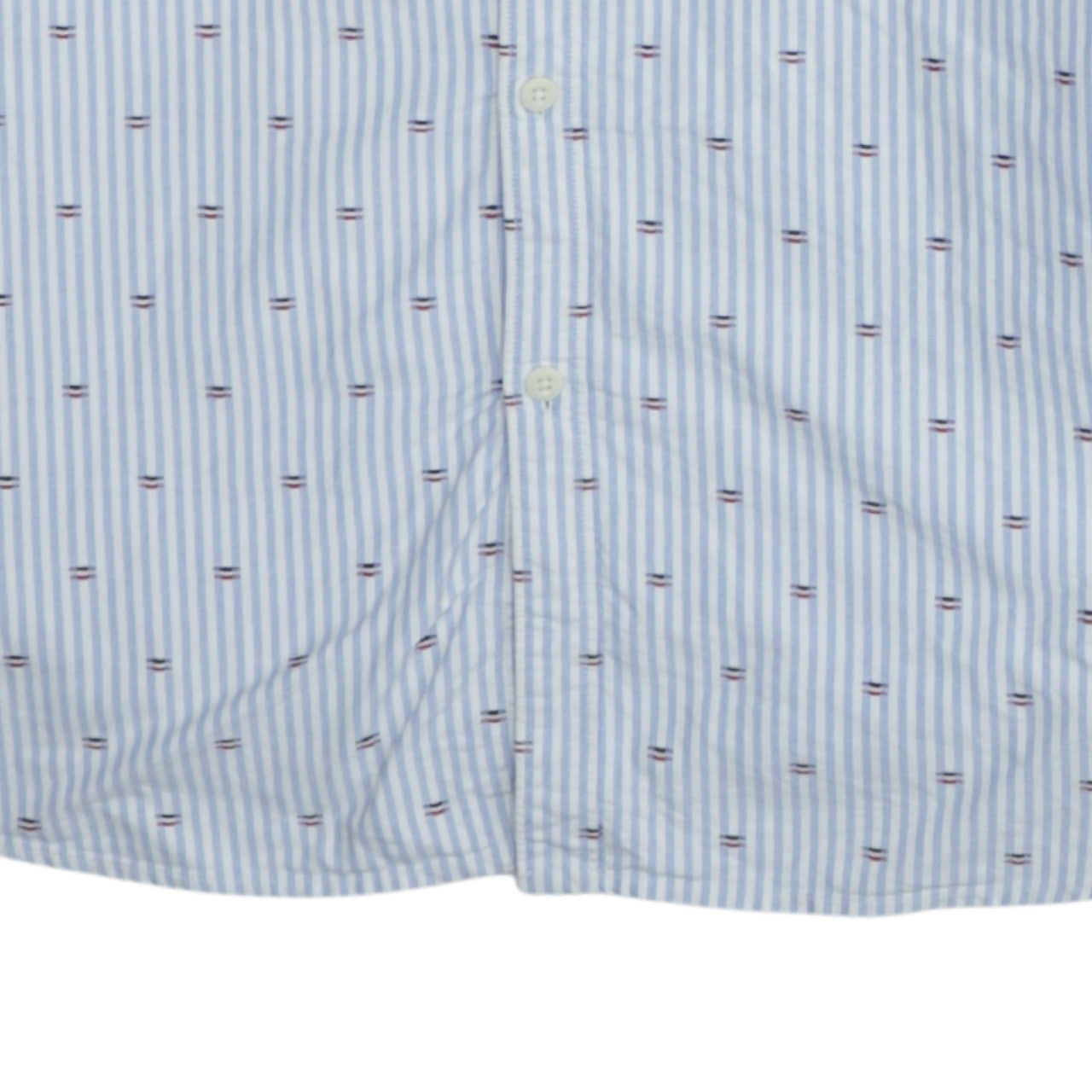 Hilfiger Denim Men's Blue Striped Button-Down Cotton Shirt Size L