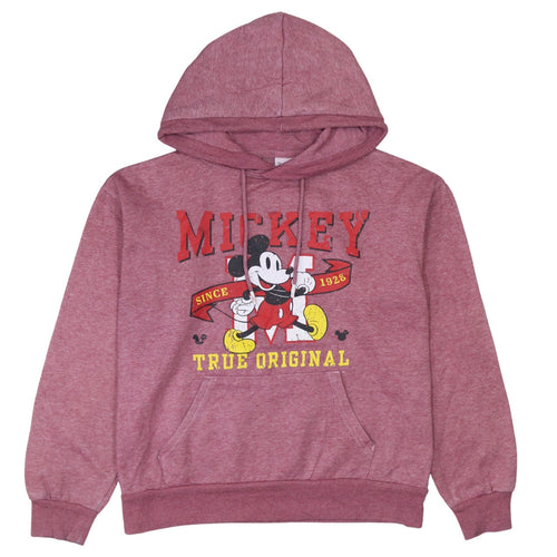 Disney Womens Pink Mickey Mouse Pullover Hoodie Size 10/12
