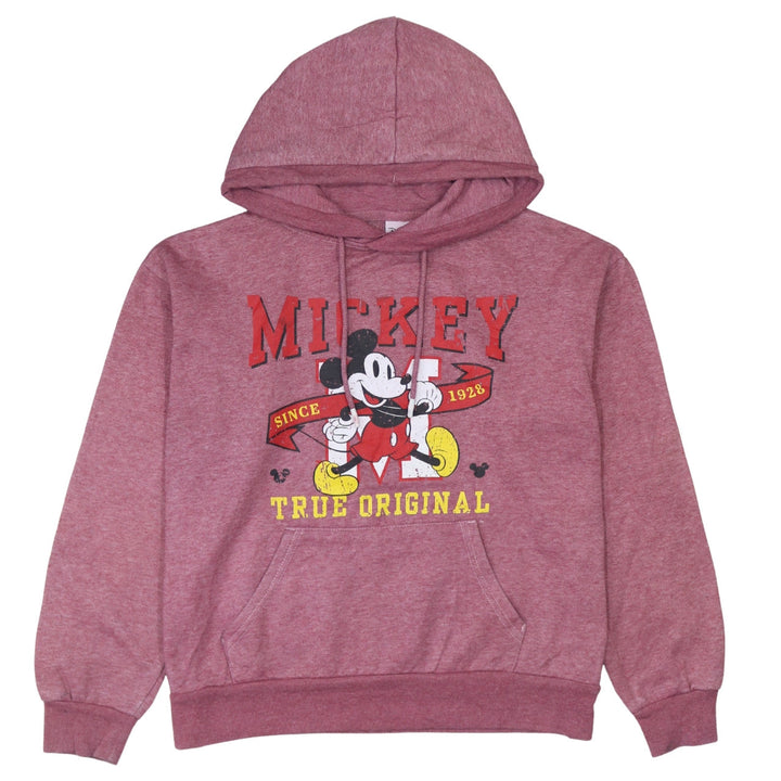 Disney Womens Pink Mickey Mouse Pullover Hoodie Size 10/12