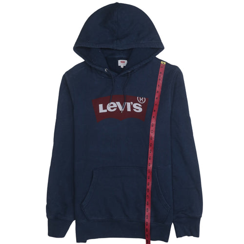 Levi's Men's Blue Pullover Hoodie M Logo Fleece Sweatshirt