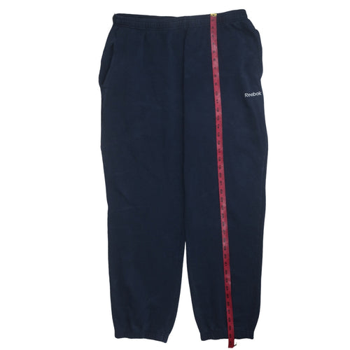 Reebok Men Blue Fleece Sweatpants Trousers L Regular Fit