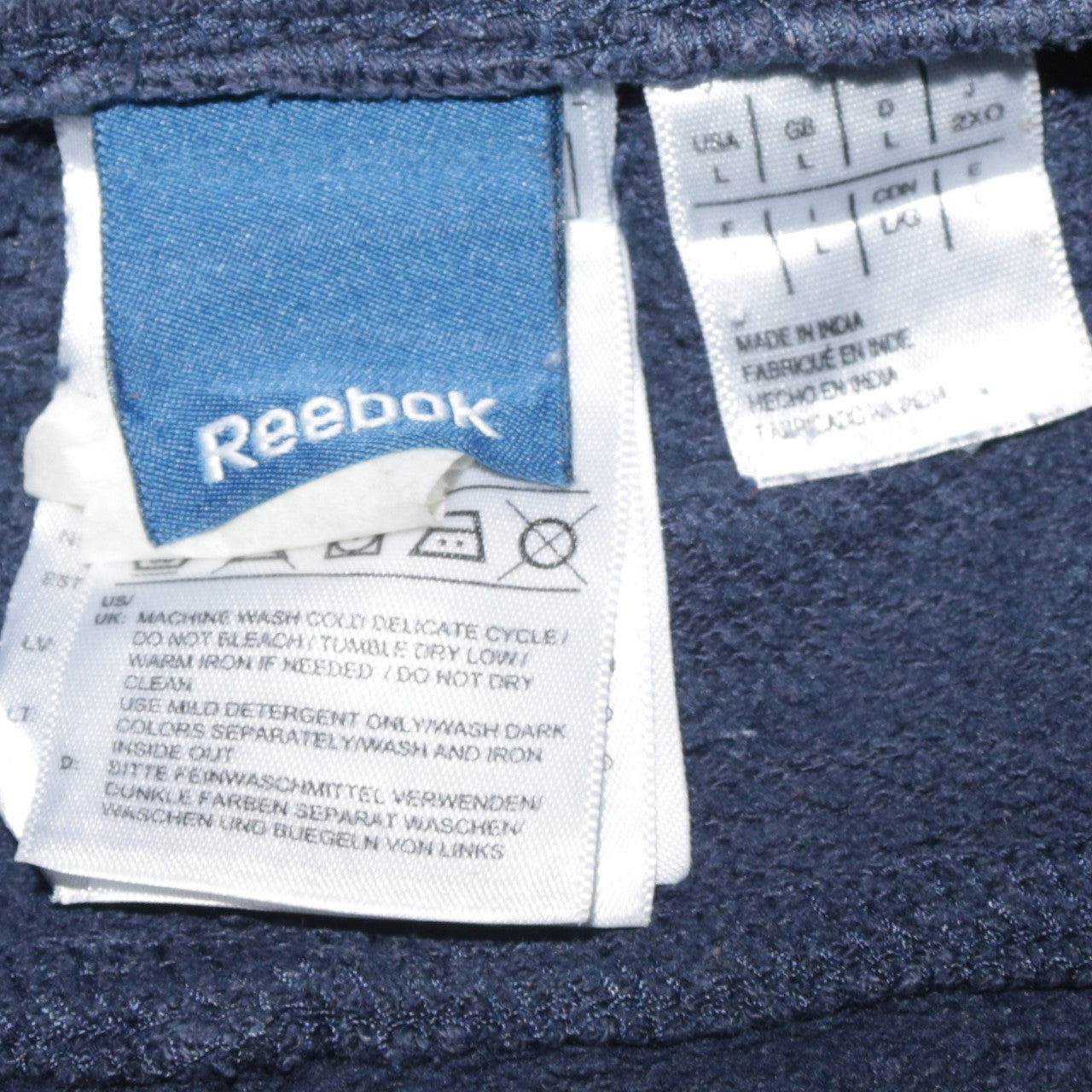 Reebok Men Blue Fleece Sweatpants Trousers L Regular Fit