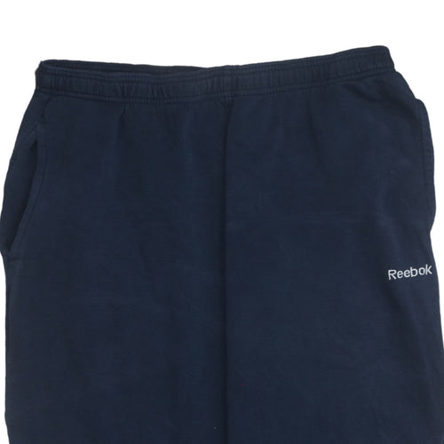 Reebok Men Blue Fleece Sweatpants Trousers L Regular Fit