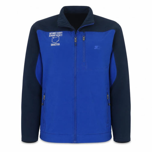 Front view of Starter Men's Blue Full Zip Softshell Jacket M (38-40) Defiance County Director