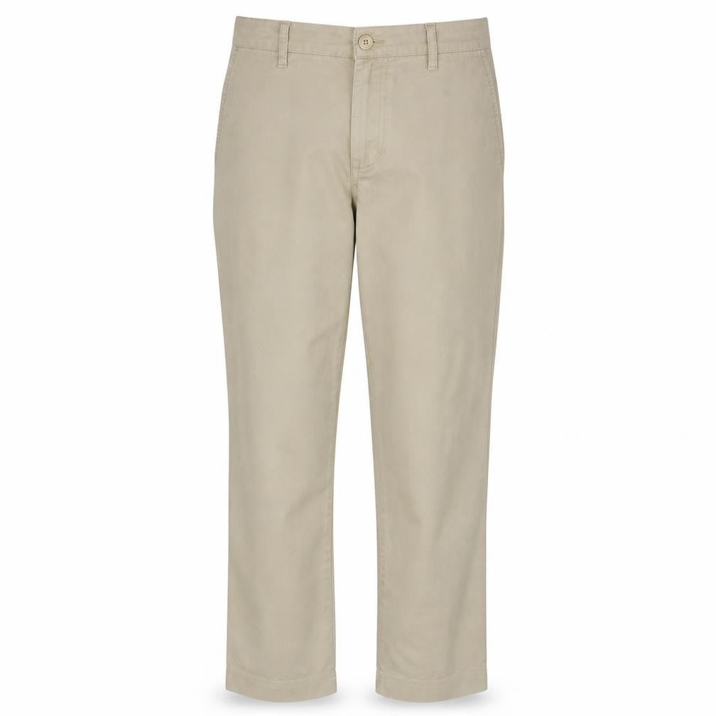 Front view of Levi's Premium Women's Beige Essential Chino Jeans, size 27, Regular Fit