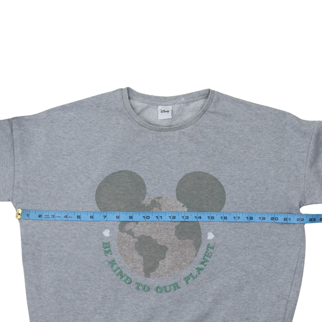 Disney Women Grey Crew Neck Pullover Sweatshirt Size M Be Kind To Our Planet