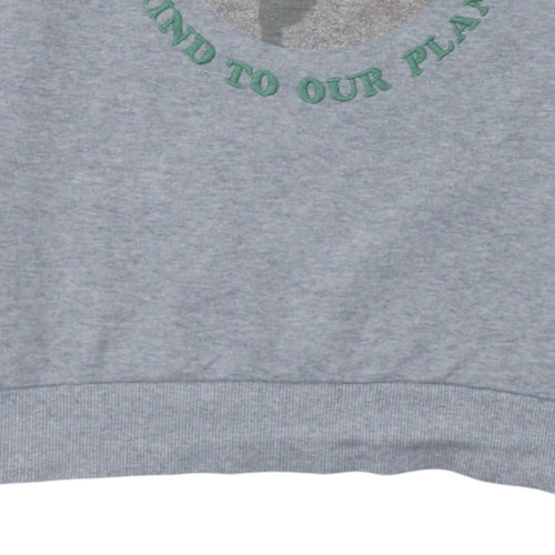 Disney Women Grey Crew Neck Pullover Sweatshirt Size M Be Kind To Our Planet